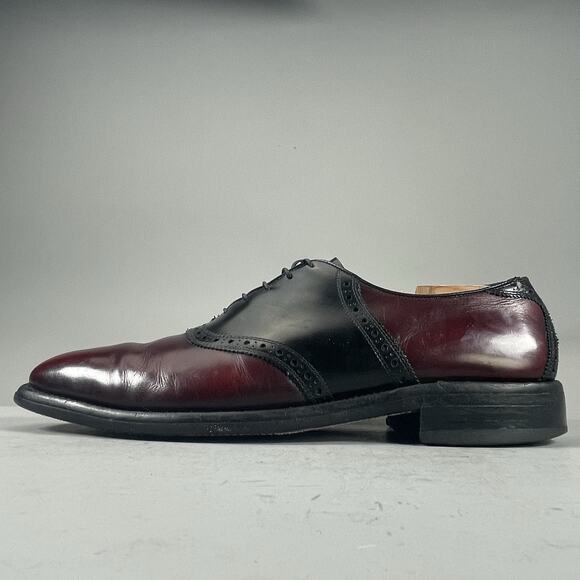 Allen Edmonds Polo Men's Size 11.5 A Two Tone Oxblood Saddle Dress Shoes Lace Up - Picture 1 of 10